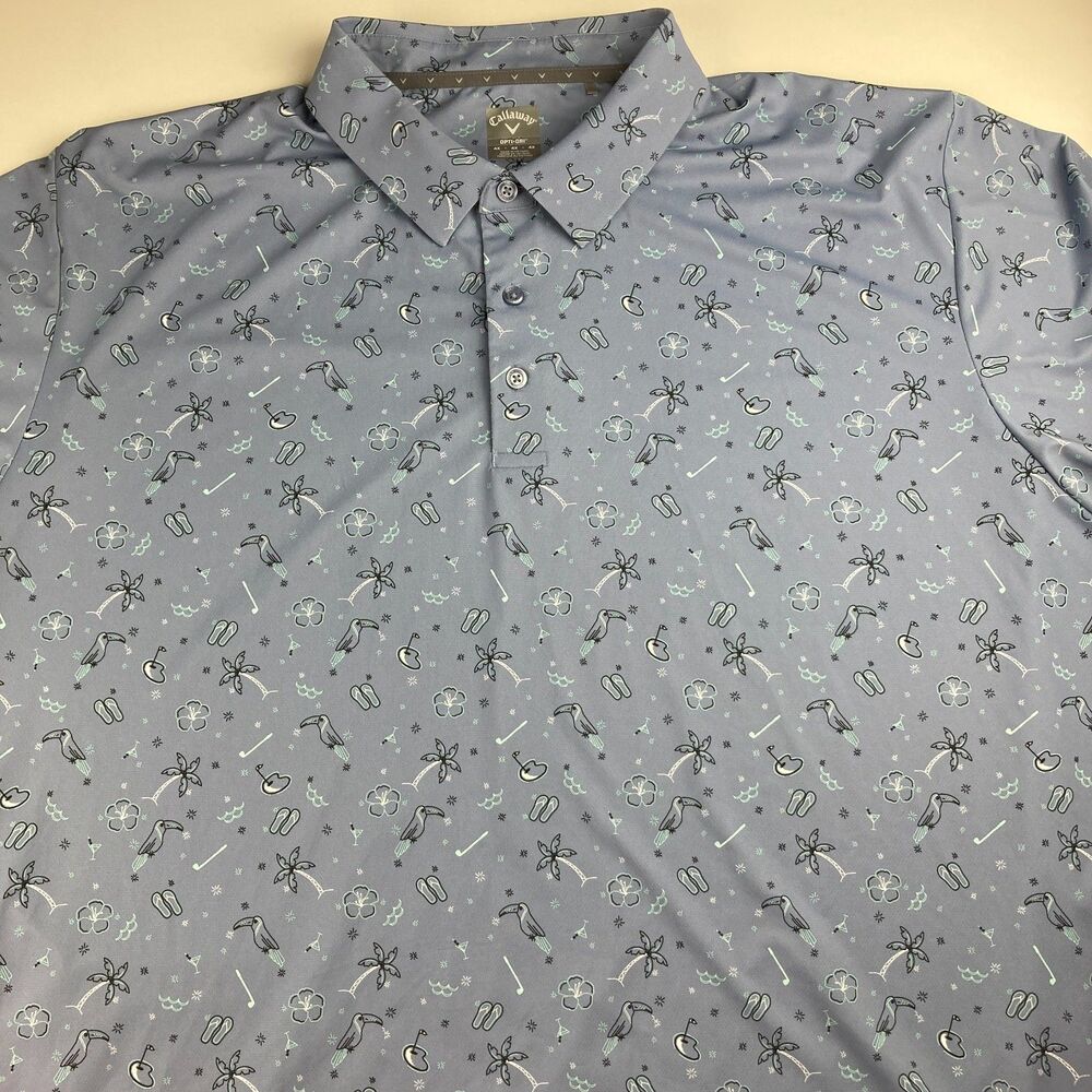 Callaway Opti-Dri Polo Mens 4X Gray Tropical Golf Shirt Big Tall